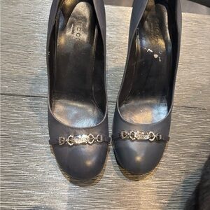 Gucci Black Heels with Silver Accent